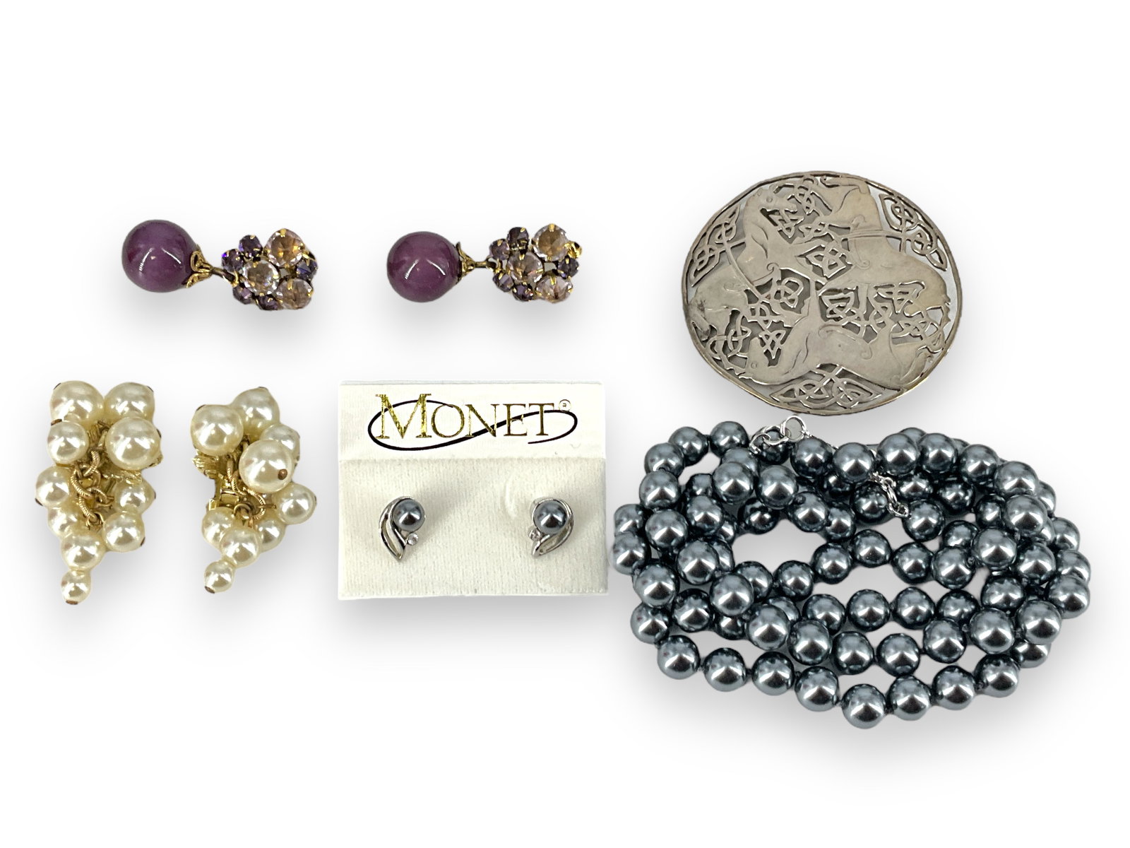 Silver Horse Brooch Made in Ireland, "Judy Lee" Costume Earrings, Fashion Jewelry (1 of 9)