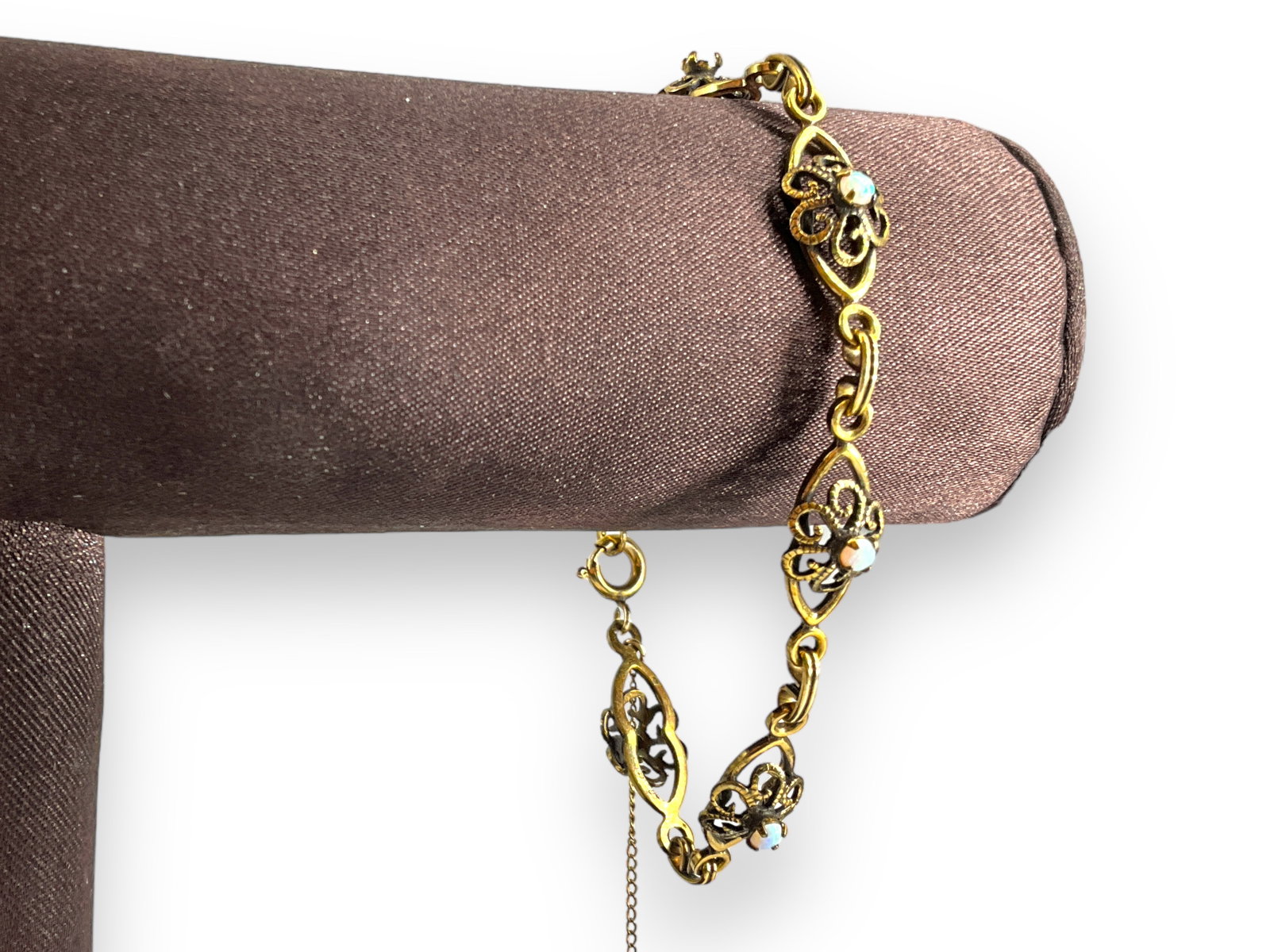 Vintage Gold-Filled Bracelet with Opal Stone Cabochons (1 of 5)