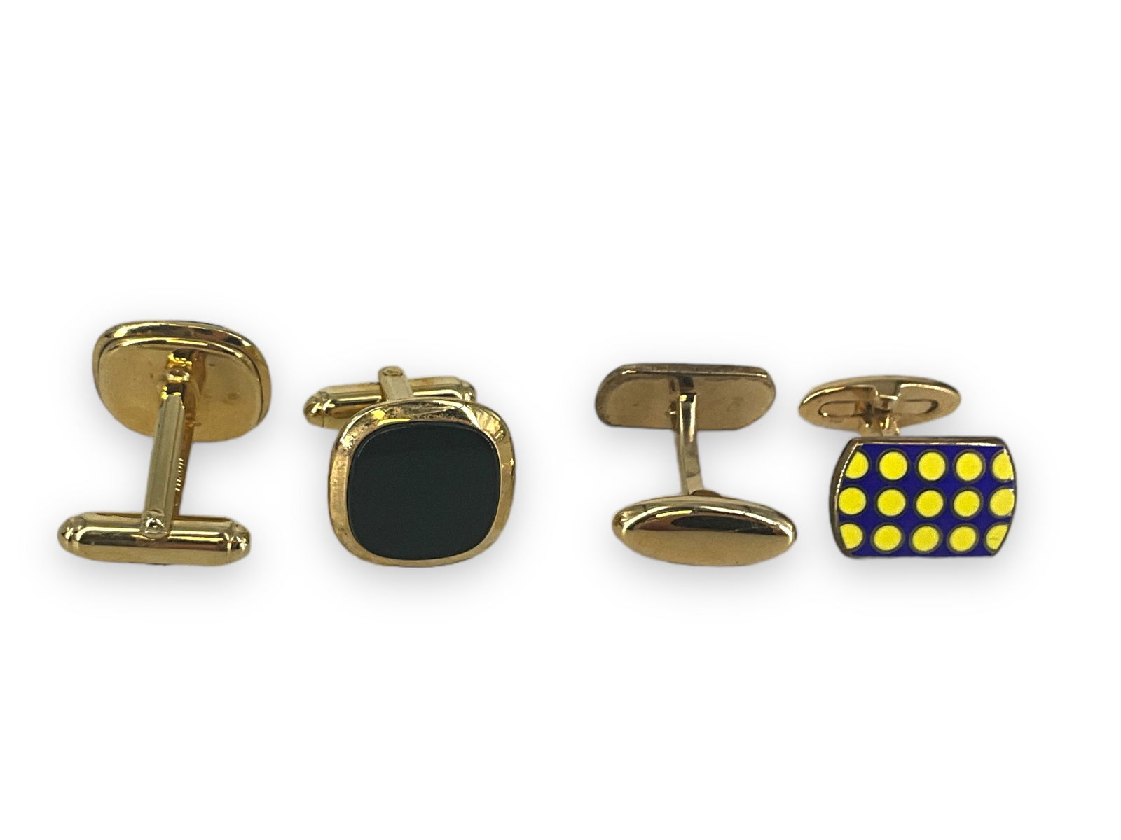 Signed "Anson" Onyx Cufflinks and Gold-Filled Enamel Cufflinks (1 of 5)