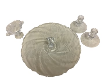 Heisey Lot of (3) Items of Rose Etch