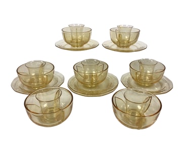 Set of (7) Fostoria Amber Icers, Liners, and Inserts