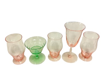 Heisey Lot of (5) Stemware in Color