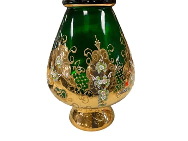 Vintage Green Emerald and Gold Vase 14 in. (35.6 cm.)
