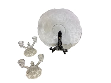 Heisey #1433 Candlestick and #1509 Torte Plate