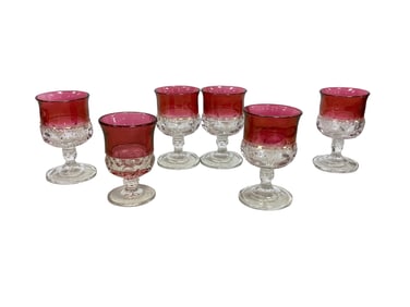 Kings Crown Ruby Stain Lot of (6) by Fostoria