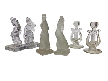 Lot of (3) Pair of Figurines and Candlesticks, Various Makers