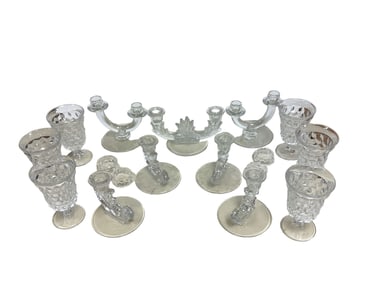 Lot of (14) Fostoria Items, Candle Holders and Fostoria American
