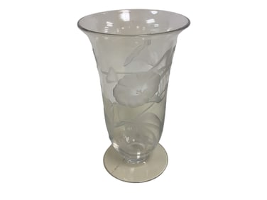 9.5" Fostoria Footed Vase with a Mornin' Glory Cutting