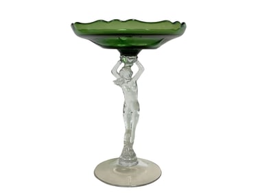 Cambridge Nude Stem 8.5" Tall Emerald Green Compote