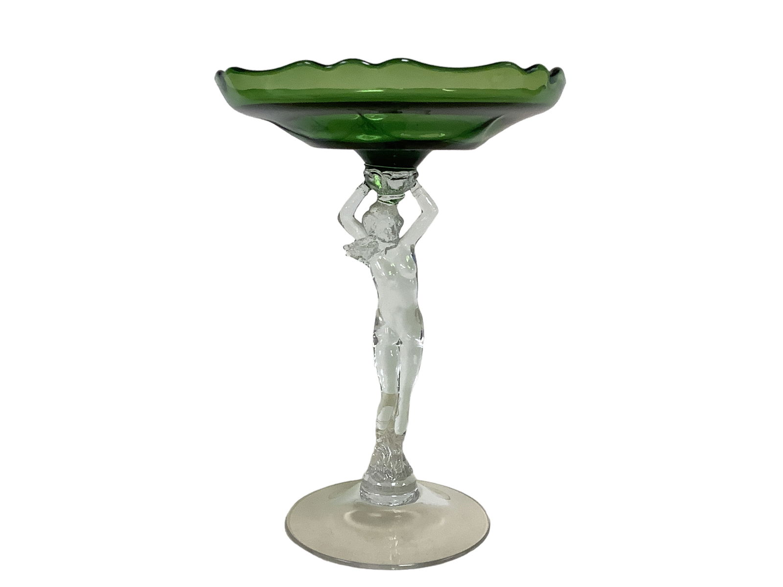 Cambridge Nude Stem 8.5" Tall Emerald Green Compote: Cambridge Nude Stem 8.5" Tall Emerald Green Compote