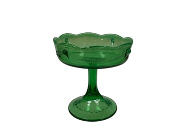 Jefferson Glass Green Opal Alpine/Swag with Brackets Footed Compote Dish