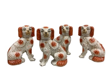 Reproduction Staffordshire Style Porcelain Dogs x 7 x 9 in. (x 17.8 x 22.9 cm.)