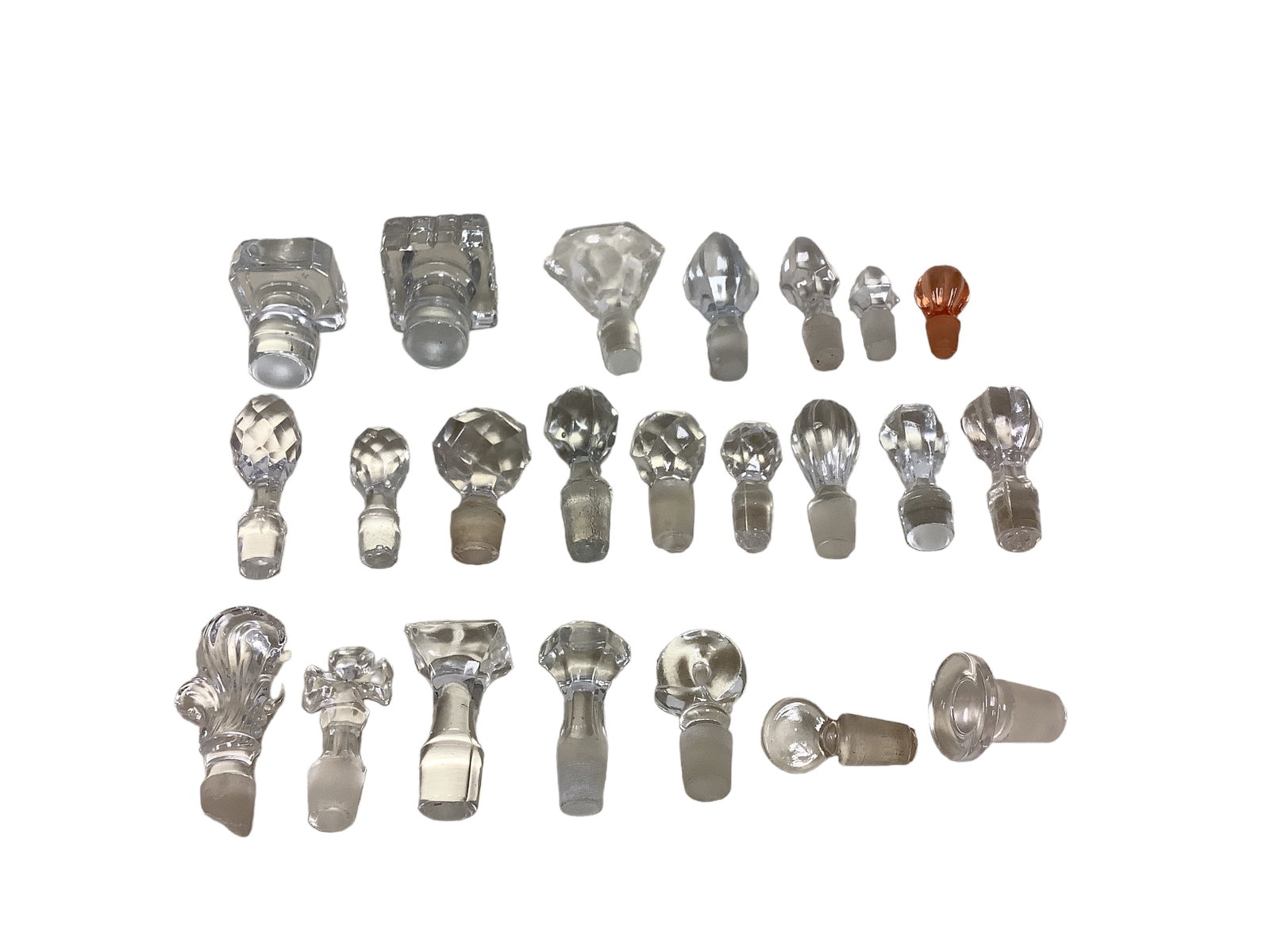 Heisey Lot of (25) Stoppers: Heisey Lot of (25) Stoppers Including Victorian, Rye, Colonial, Prism and Faceted