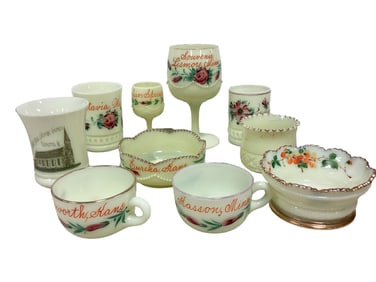 Heisey Lot of (10) Custard Glass Pieces