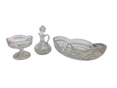 Heisey Lot of (3) #1255 Pineapple and Fan Items