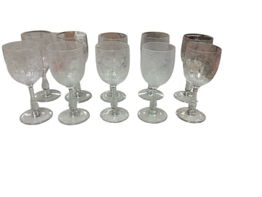 (10) Shannon Crystal Wine Set, By Godinger Wine Glass 7 in. (17.8 cm.)