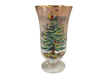 Christmas Tree Spode Hurricane Candle Vase