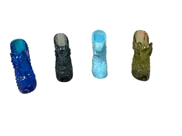 (4) Fenton Glass Slippers with Cat Heads