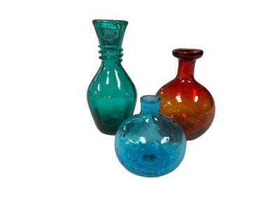 (3) Hand Blown Glass Vases
