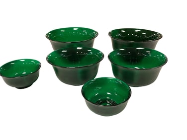 (6) Green Pebble Glass Mixing Bowl Set