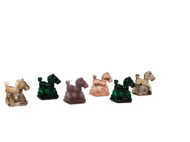 (6) Heisey Imperial Sparky 4" Stallions - Various Colors