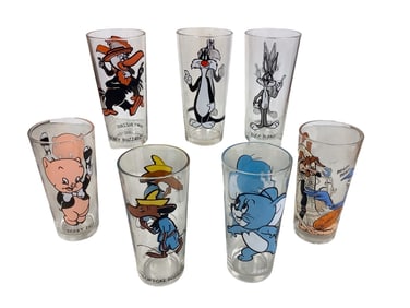 Pepsi Warner Bros Looney Tunes Collectors Glasses 1970's 6.5" Tall