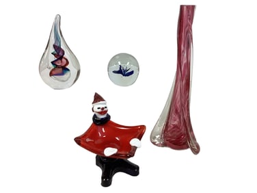 Vintage Paperweights, Nut Dish, and Vase