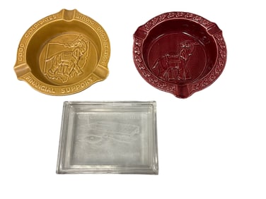 "Columbus Dispatch" Ashtrays and Clear Glass Box