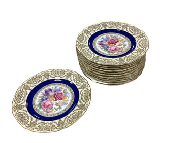 (12) Tirschenreutm Floral China Dinner Plates 10 3/4 in. diameter (27.3 cm.)