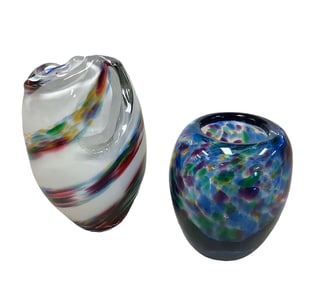 Two Hocevar Art Glass Vases