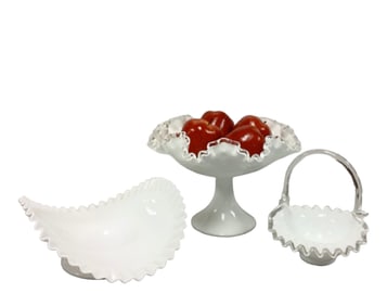 White Glassware and Apples, Possibly Fenton