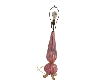 Barovier Pink and Gold Glass Footed Table Lamp