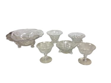 Heisey Lot of (6) Pieces of Orchid Etch