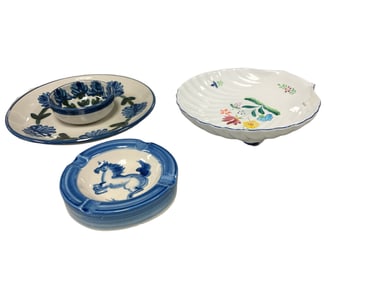 Chip Dip Tray by Louisville Stoneware, MA Hadley Ashtray, Herend Village Pottery