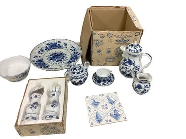 Vienna Woods Meissen Blue Tea Set, Salt & Pepper Set, and Other Blue & White Pieces