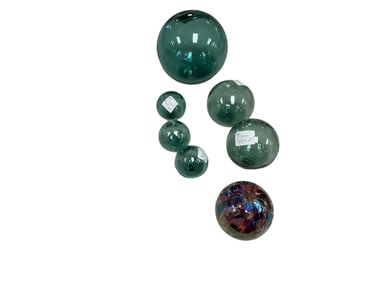 (6) Glass Floats (1) Color Glass Bubble