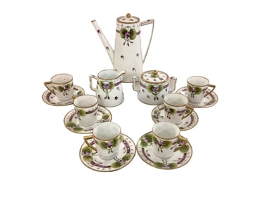 Vintage Yoshino Hand Painted Tea Set Tea pot is 7" tall