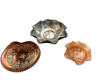 (3) Pieces of Fluted Rim Carnival Glass