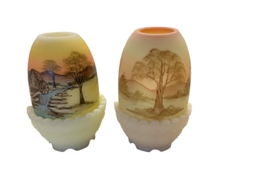 Fenton Hand Painted Fairy Lamps 4 3/4 in. (12.1 cm.)
