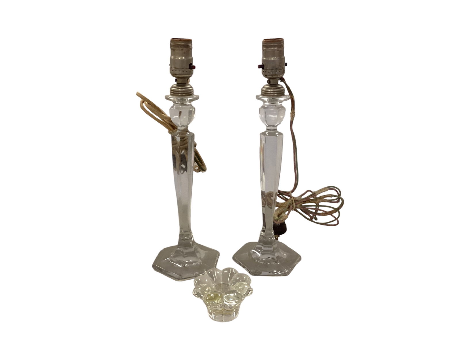 Lot of Miscellaneous including 11.5" Pair of Electric-fide Candlesticks, Heisey #1503 Rosette Candle (1 of 1)