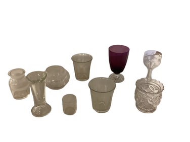 Miscellaneous Fostoria and Pressed Glass (9) Pieces
