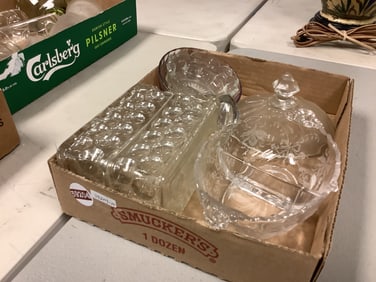 Box Lot of (6) Heisey Items