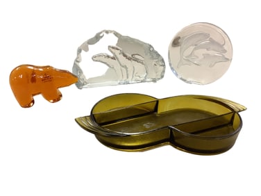 Lot of (4) Glass Items (3) by Viking and (1) possibly Cambridge