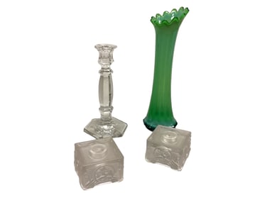 Box lot of (4) To Include and Oriental Type 2.25" Tall One Light Candlestick