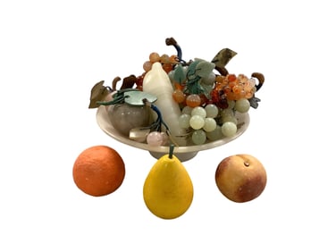 Pedestal Bowl with Stone Fruits