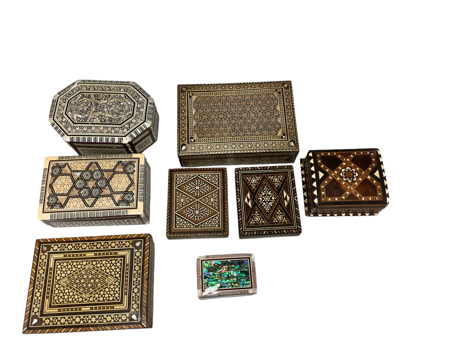 (8) Wooden Jewelry Boxes with Various Inlays (1 of 4)