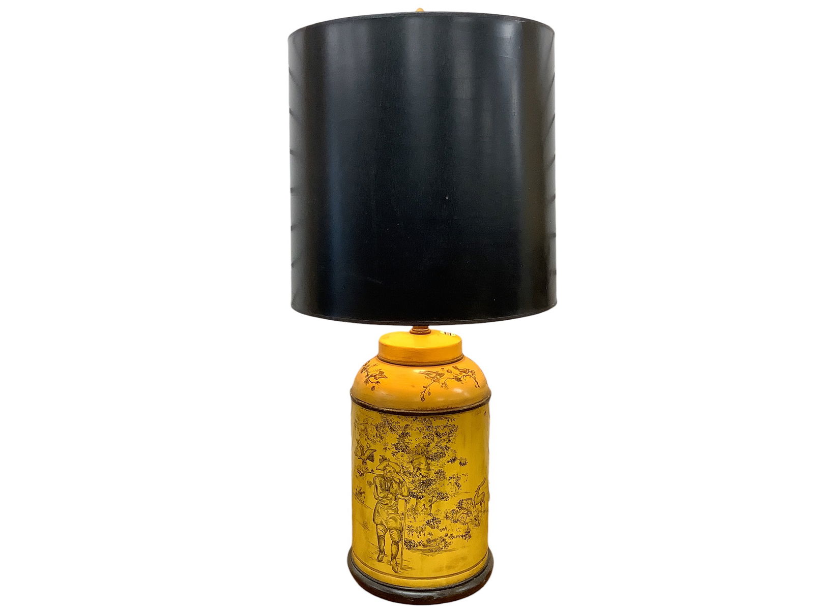 Yellow Metal Lamp with Toile Pattern 32 1/2 in. (82.6 cm.) (1 of 3)