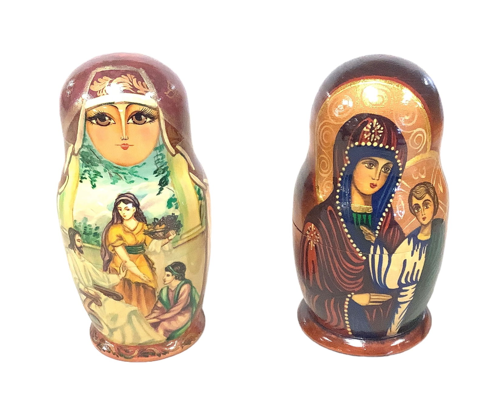 Pair of Religious Russian Nesting Dolls (1 of 5)