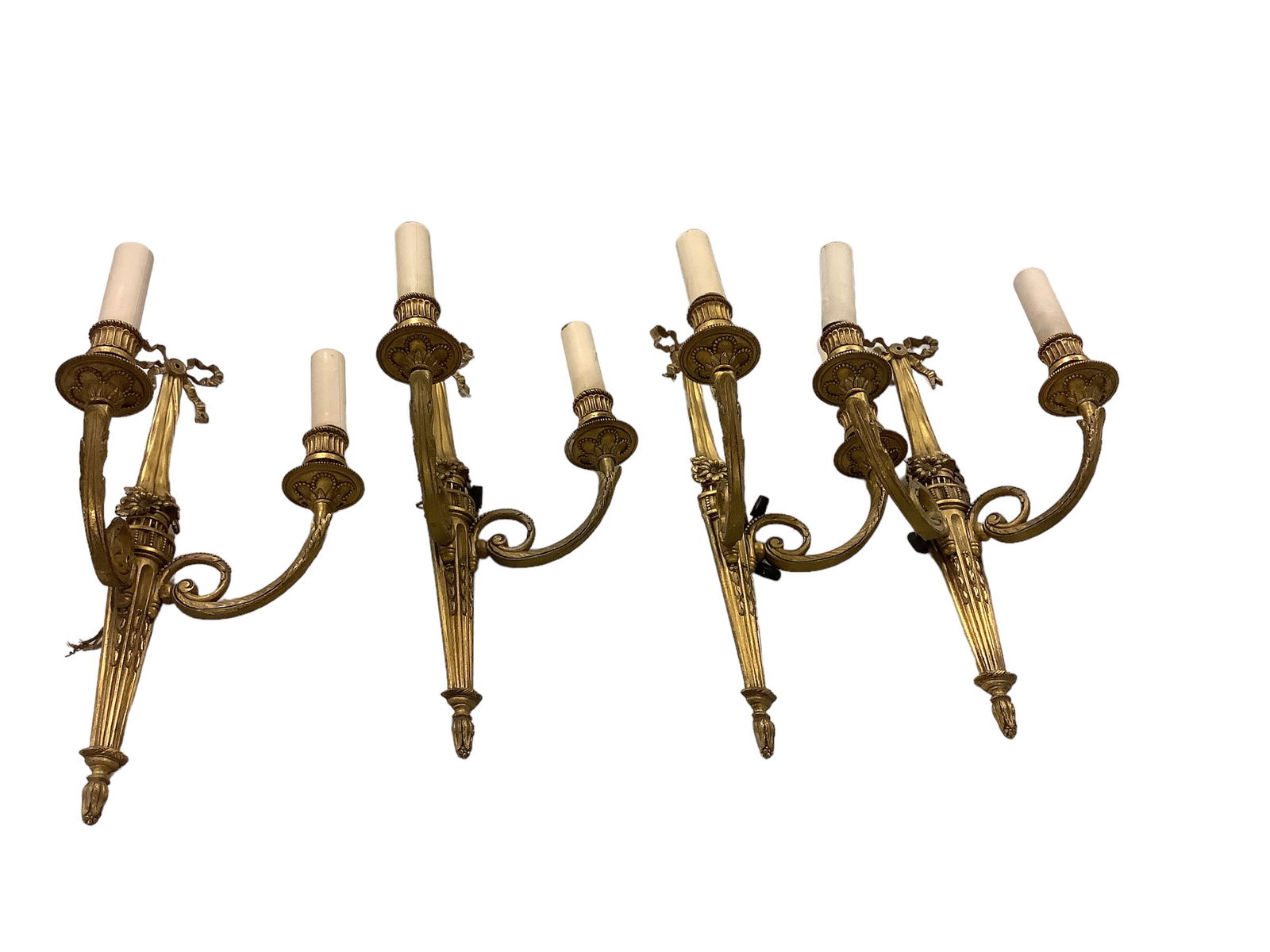 Vintage Brass Wall Sconces Lot of (4) With Hardware. x 11 x 20 in. (x 27.9 x 50.8 cm.) (1 of 3)