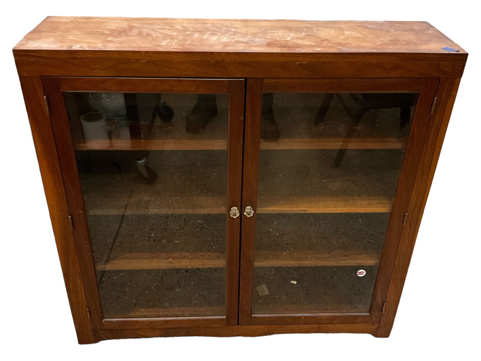 Mahogany Two Door Display Cabinet 36 1/2 x 38 3/4 x 10 1/4 in. (92.7 x 98.4 x 26 cm.) (1 of 5)